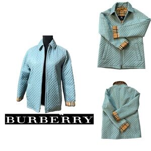 Burberry Nova Baby Blue diamond quilted coat zipper WOMEN SIZE XS‎